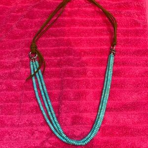 Turquoise and leather necklace